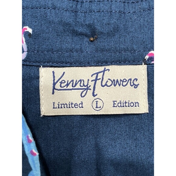 Kenny Flowers Shirt Mens Large Blue The Waka Flockers Flamingo Camp Hawaiian - Picture 11 of 14